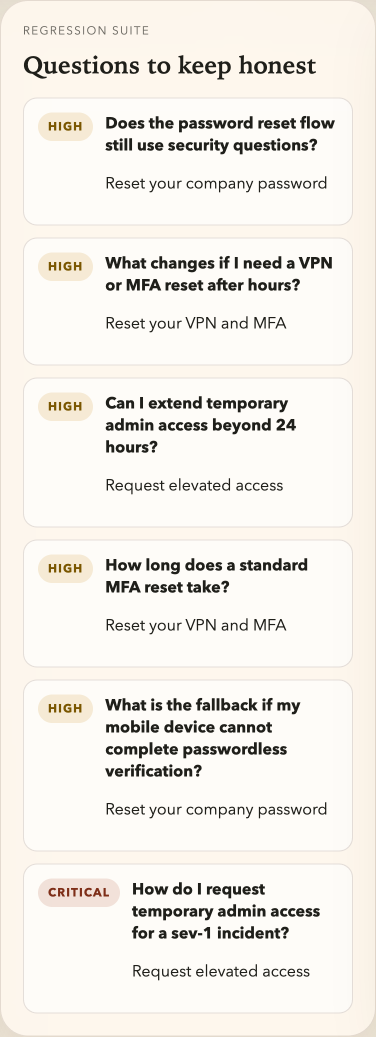 KB Sentinel regression suite